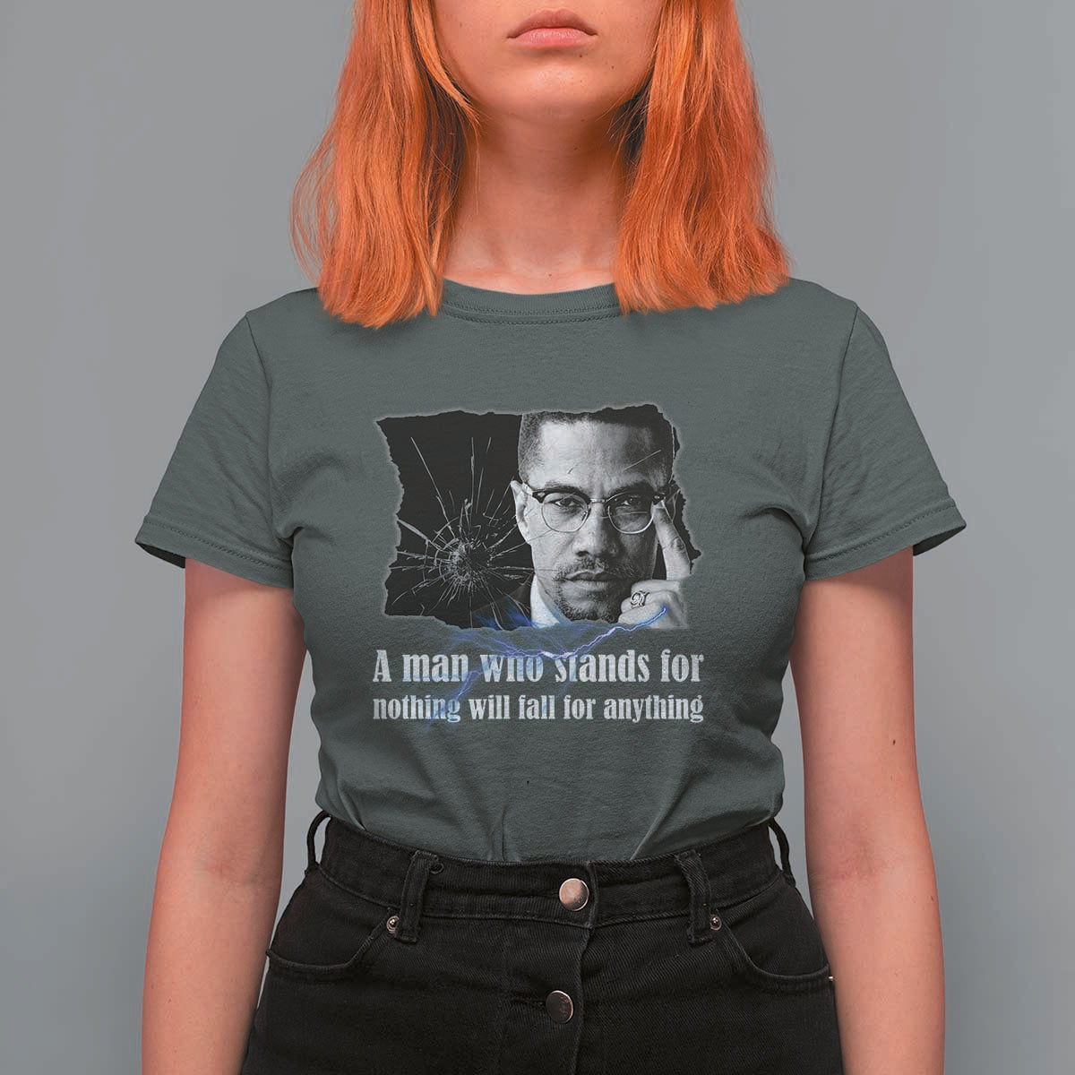 Malcolm X Quote T Shirt For Women A Man Who Stands For Nothing Will Fall - Wonder Print Shop