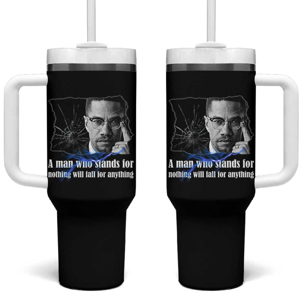 Malcolm X Quote Tumbler With Handle A Man Who Stands For Nothing Will Fall - Wonder Print Shop