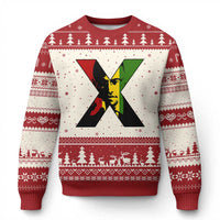 Malcolm X Ugly Christmas Sweater African American Heritage Gift - Wonder Print Shop