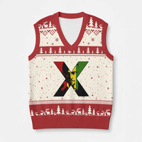 Malcolm X V-Neck Knit Sweater Vest African American Heritage Gift - Wonder Print Shop