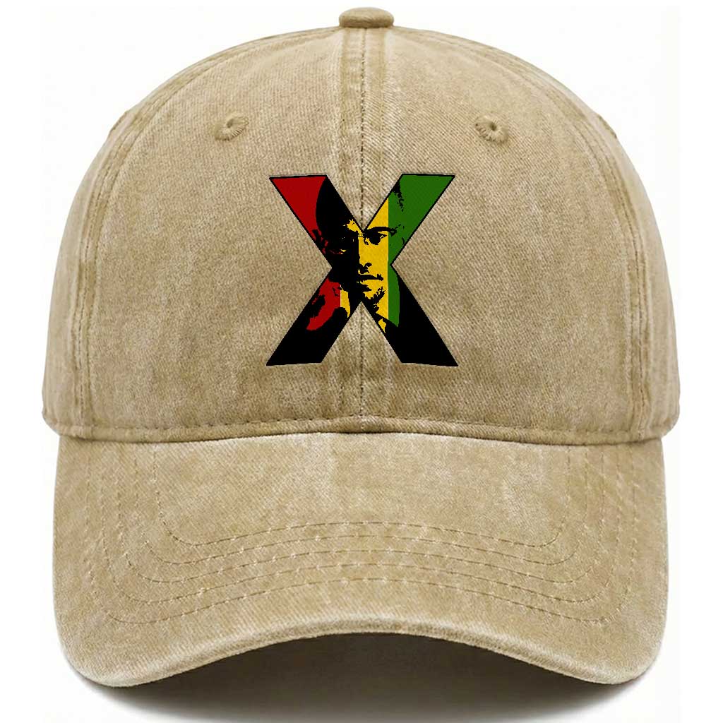 Malcolm X Washed Cotton Baseball Cap African American Heritage Gift