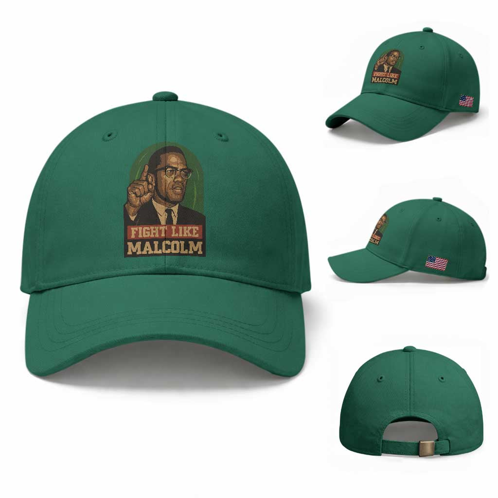 Fight Like Malcolm X Baseball Cap Black History Month Inspirational Gift