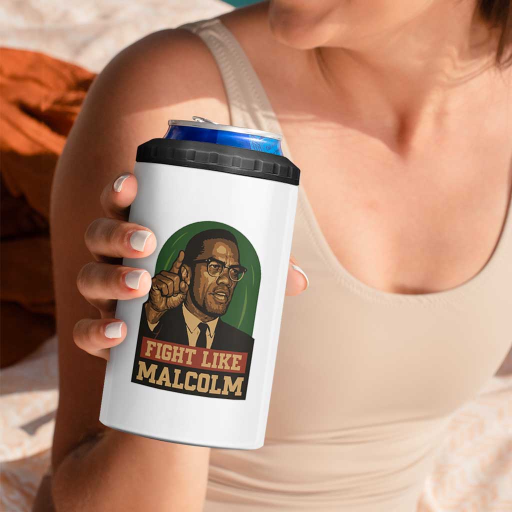Fight Like Malcolm X 4 in 1 Can Cooler Tumbler Black History Month Inspirational Gift - Wonder Print Shop
