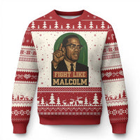 Fight Like Malcolm X Ugly Christmas Sweater Black History Month Inspirational Gift - Wonder Print Shop