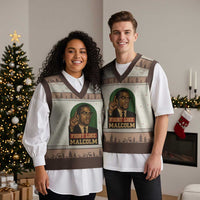 Fight Like Malcolm X V-Neck Knit Sweater Vest Black History Month Inspirational Gift - Wonder Print Shop