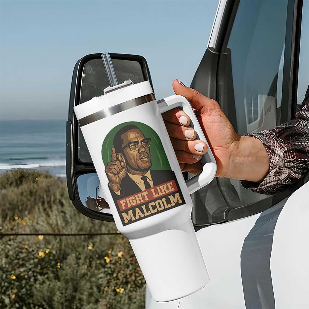 Fight Like Malcolm X Tumbler With Handle Black History Month Inspirational Gift - Wonder Print Shop