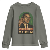Fight Like Malcolm X Youth Sweatshirt Black History Month Inspirational Gift - Wonder Print Shop