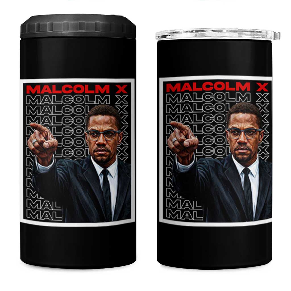 Malcolm X Legend 4 in 1 Can Cooler Tumbler African American Activist Legacy - Wonder Print Shop