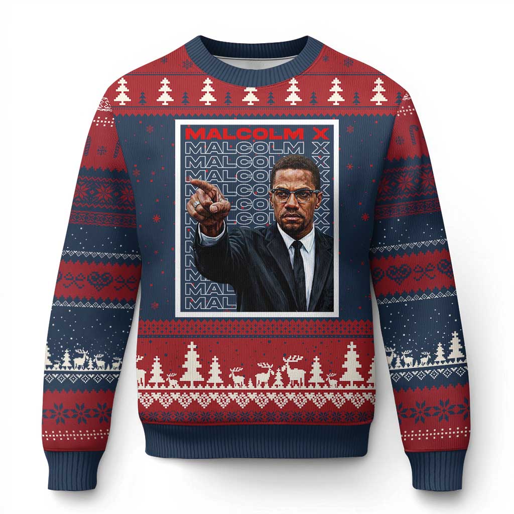 Malcolm X Legend Ugly Christmas Sweater African American Activist Legacy - Wonder Print Shop