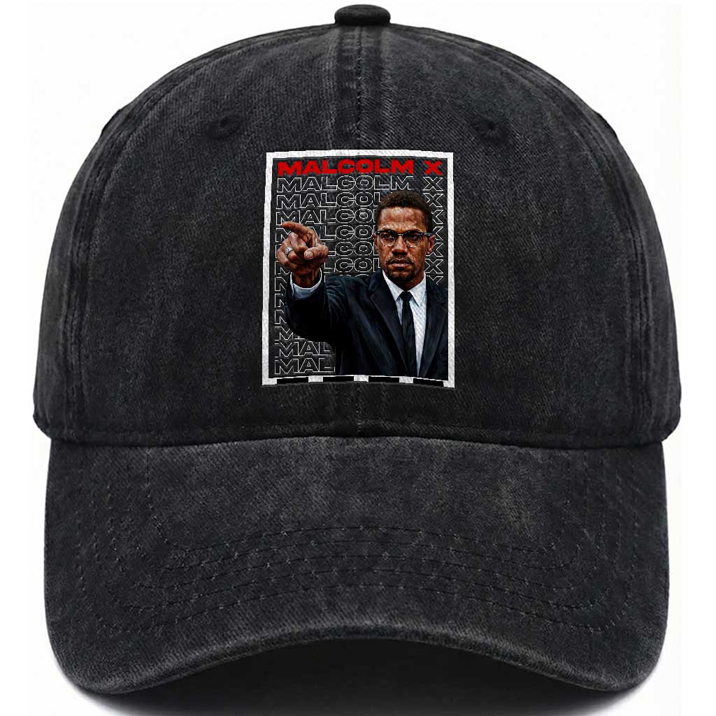 Malcolm X Legend Washed Cotton Baseball Cap African American Activist Legacy