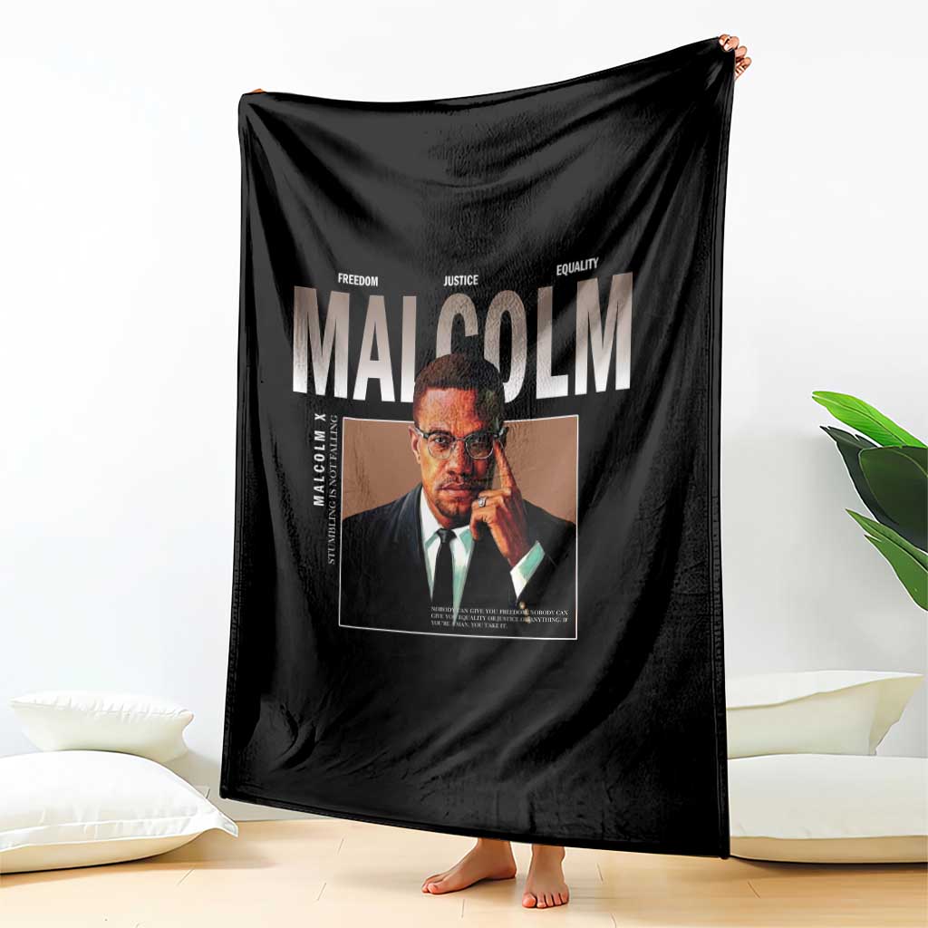 Black History Hero Malcolm X Throw Blanket Stumbling Is Not Falling TS12