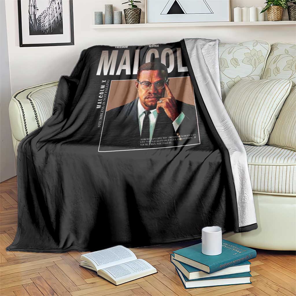Black History Hero Malcolm X Throw Blanket Stumbling Is Not Falling TS12