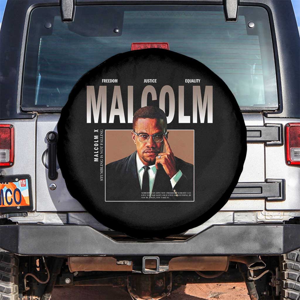 Black History Hero Malcolm X Spare Tire Cover Stumbling Is Not Falling TS12