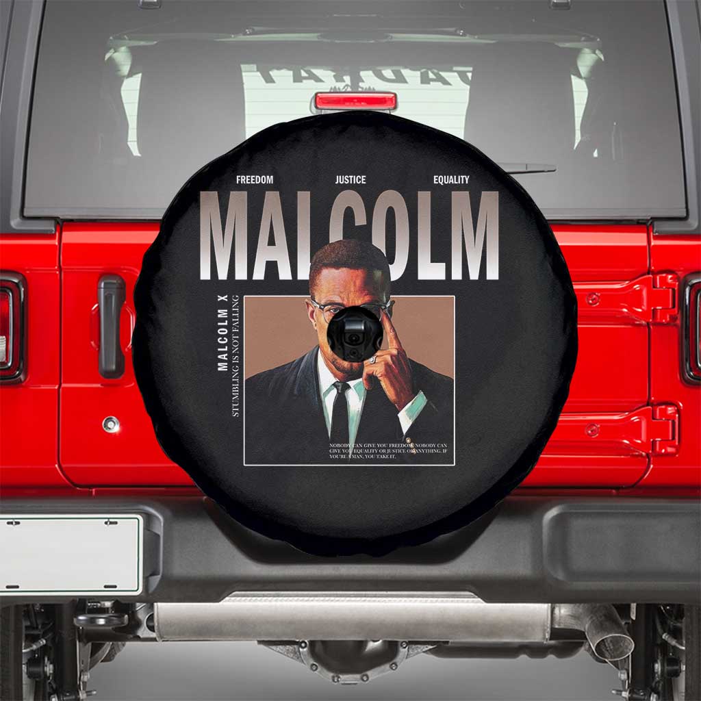 Black History Hero Malcolm X Spare Tire Cover Stumbling Is Not Falling TS12