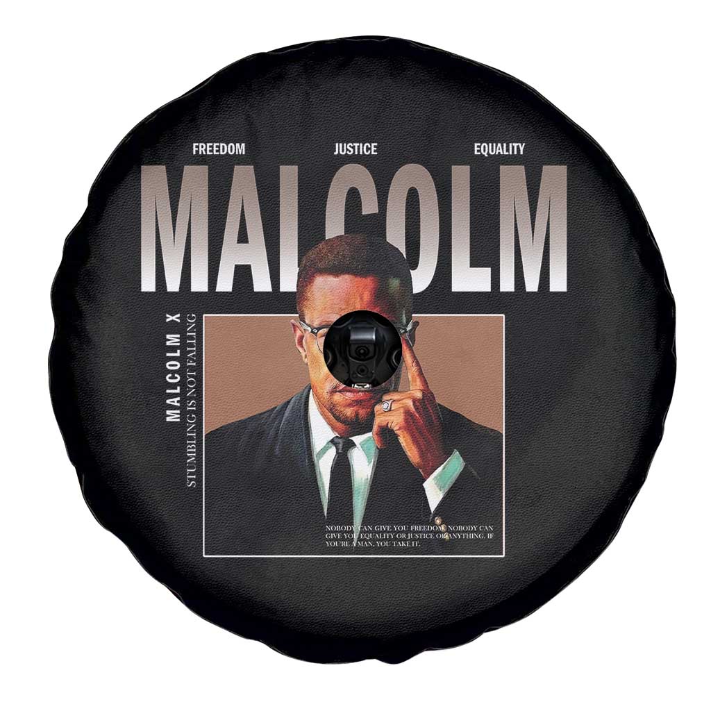Black History Hero Malcolm X Spare Tire Cover Stumbling Is Not Falling TS12