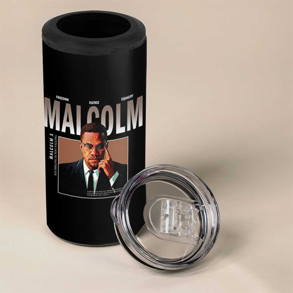 Black History Hero Malcolm X 4 in 1 Can Cooler Tumbler Stumbling Is Not Falling TS12