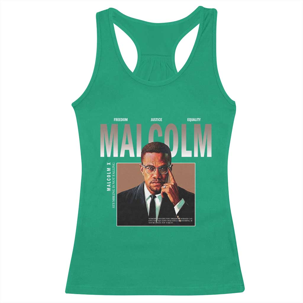 Black History Hero Malcolm X Racerback Tank Top Stumbling Is Not Falling TS12