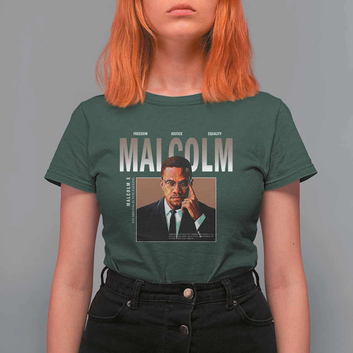 Black History Hero Malcolm X T Shirt For Women Stumbling Is Not Falling TS12