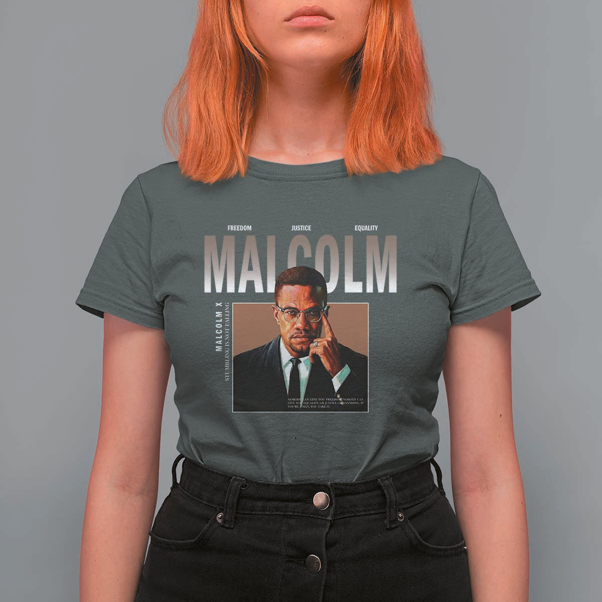 Black History Hero Malcolm X T Shirt For Women Stumbling Is Not Falling TS12