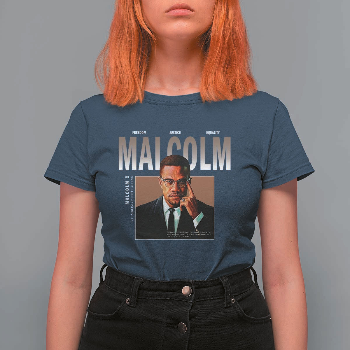 Black History Hero Malcolm X T Shirt For Women Stumbling Is Not Falling TS12