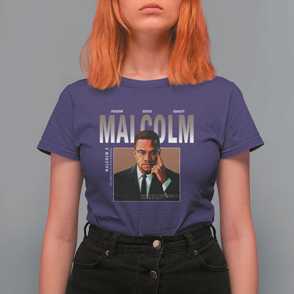 Black History Hero Malcolm X T Shirt For Women Stumbling Is Not Falling TS12