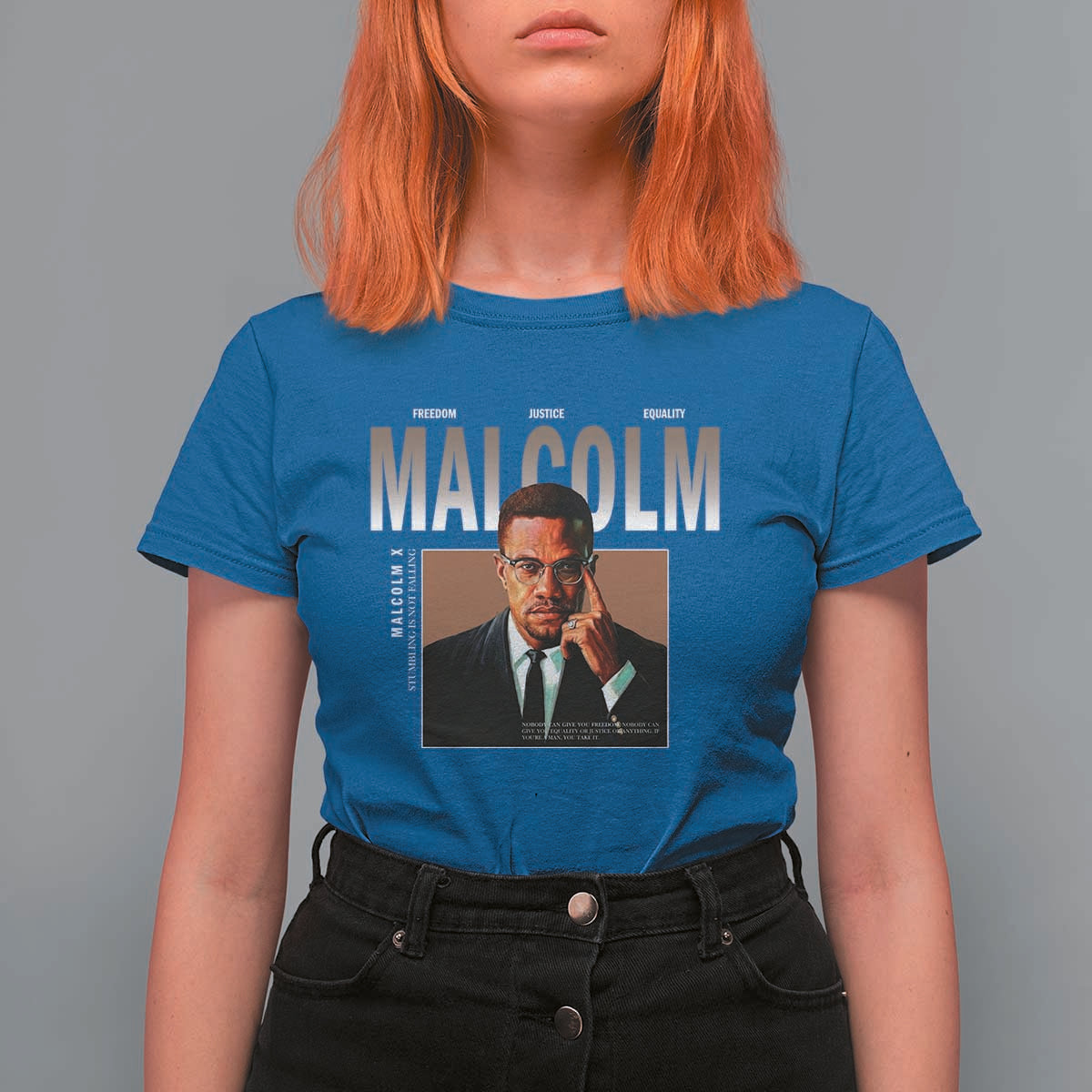 Black History Hero Malcolm X T Shirt For Women Stumbling Is Not Falling TS12