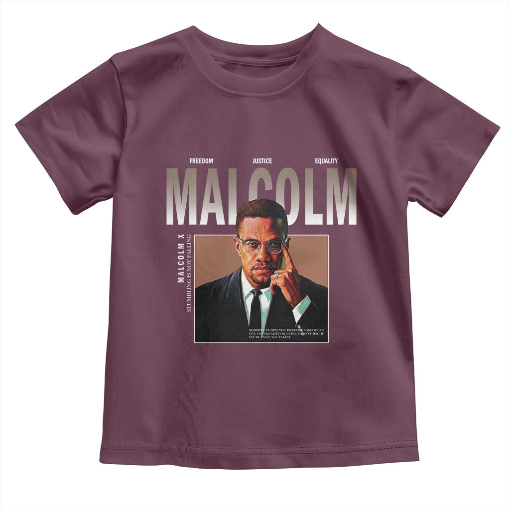Black History Hero Malcolm X Toddler T Shirt Stumbling Is Not Falling TS12