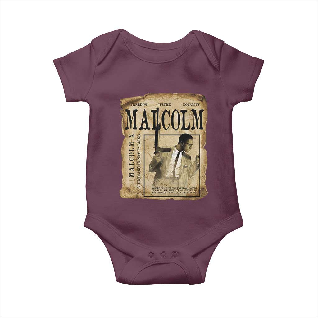 Malcolm X Historical Newspaper Baby Onesie Stumbling Is Not Falling Black History TS12