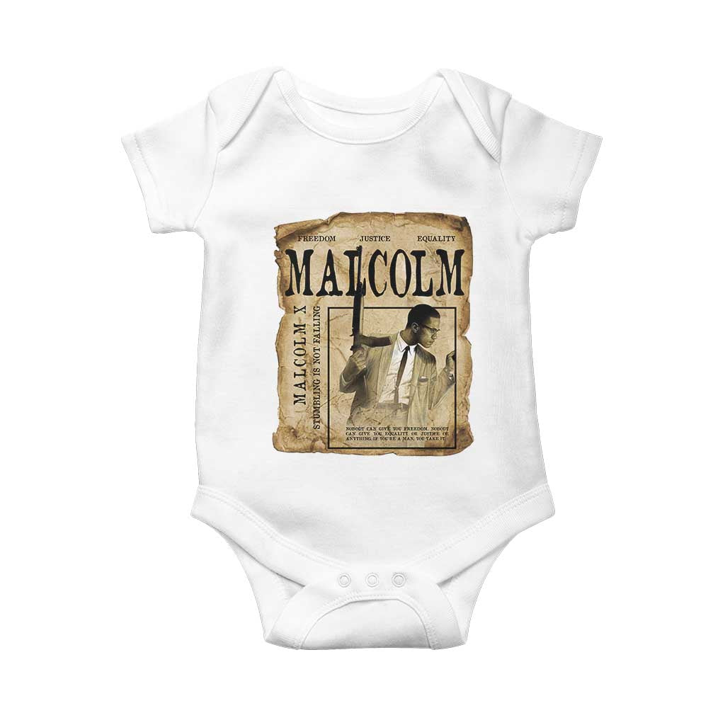 Malcolm X Historical Newspaper Baby Onesie Stumbling Is Not Falling Black History TS12