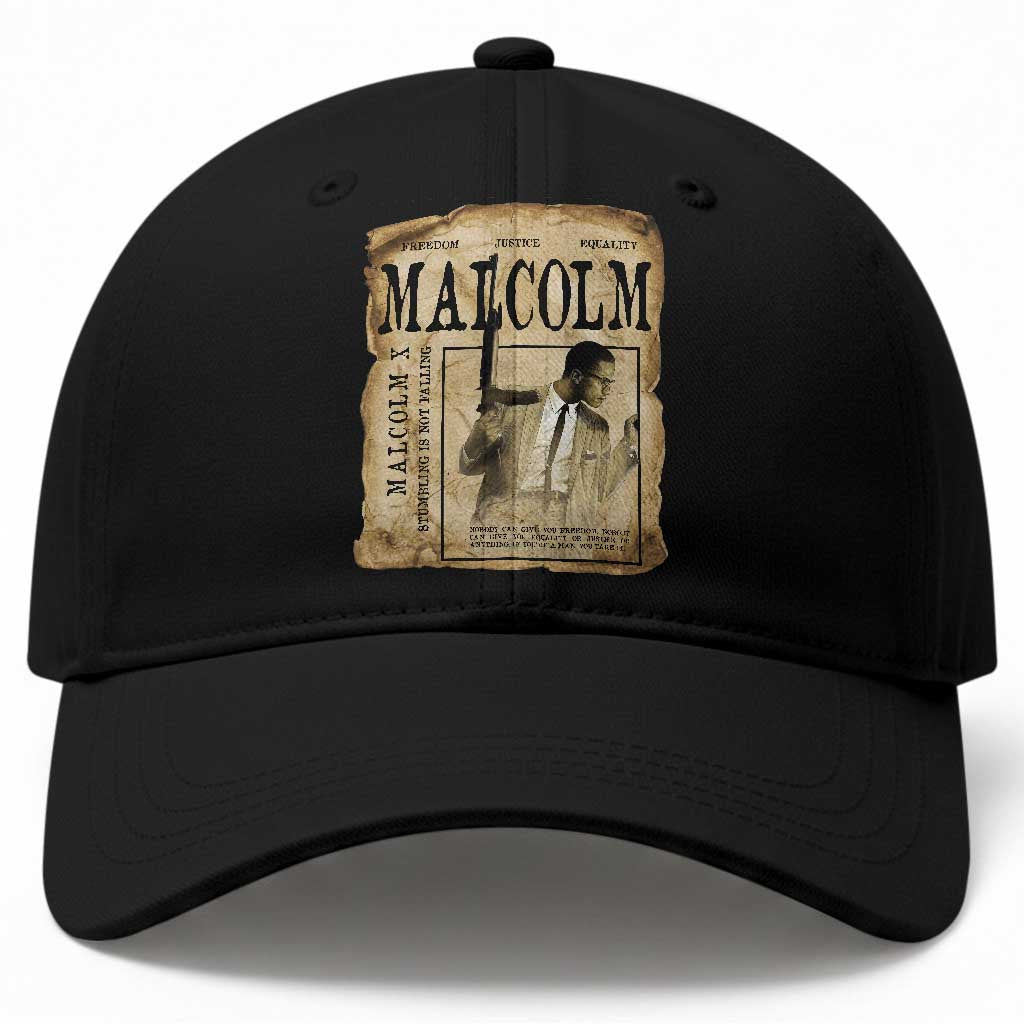 Malcolm X Historical Newspaper Baseball Cap Stumbling Is Not Falling Black History
