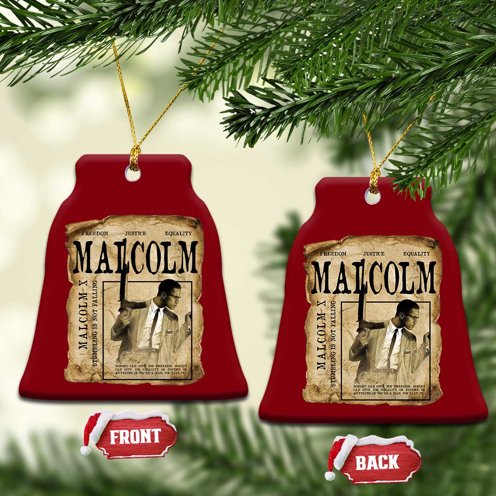 Malcolm X Historical Newspaper Ceramic Ornament Stumbling Is Not Falling Black History TS12