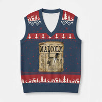 Malcolm X Historical Newspaper V-Neck Knit Sweater Vest Stumbling Is Not Falling Black History TS12