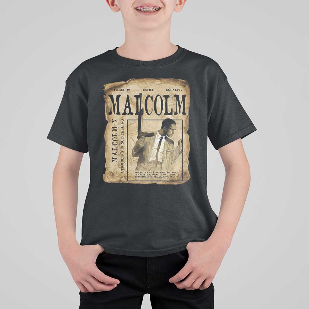 Malcolm X Historical Newspaper T Shirt For Kid Stumbling Is Not Falling Black History TS12