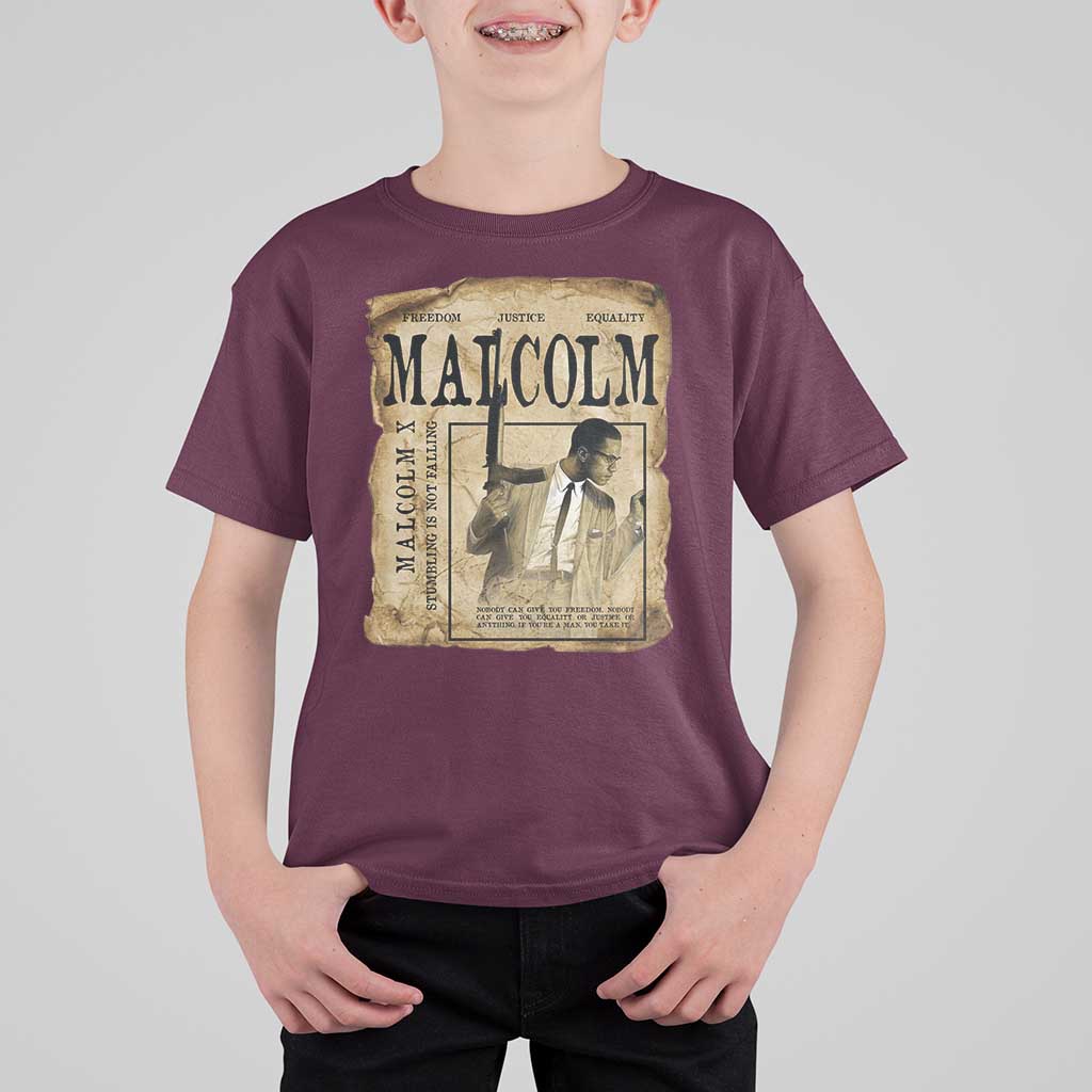 Malcolm X Historical Newspaper T Shirt For Kid Stumbling Is Not Falling Black History TS12