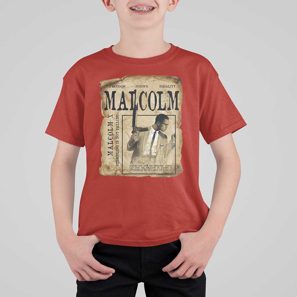 Malcolm X Historical Newspaper T Shirt For Kid Stumbling Is Not Falling Black History TS12