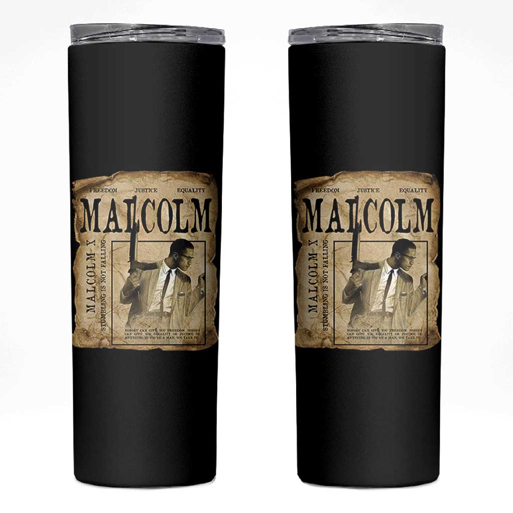Malcolm X Historical Newspaper Skinny Tumbler Stumbling Is Not Falling Black History TS12