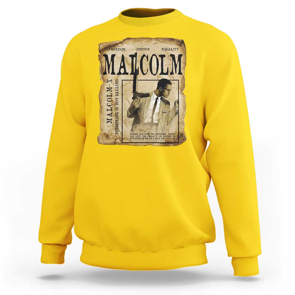 Malcolm X Historical Newspaper Sweatshirt Stumbling Is Not Falling Black History TS12