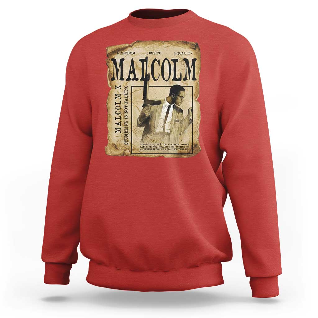 Malcolm X Historical Newspaper Sweatshirt Stumbling Is Not Falling Black History TS12