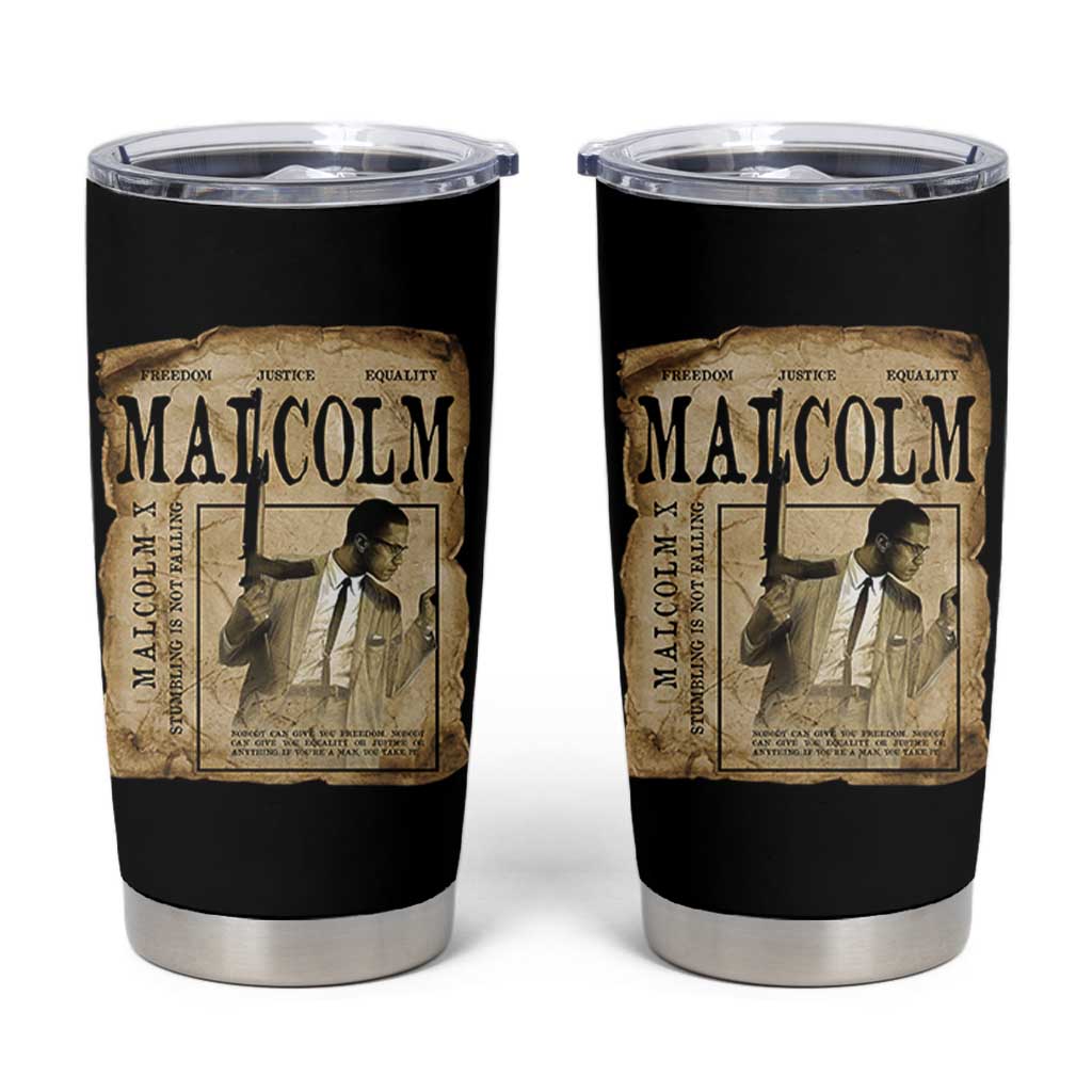 Malcolm X Historical Newspaper Tumbler Cup Stumbling Is Not Falling Black History TS12
