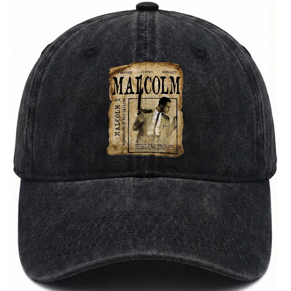 Malcolm X Historical Newspaper Washed Cotton Baseball Cap Stumbling Is Not Falling Black History