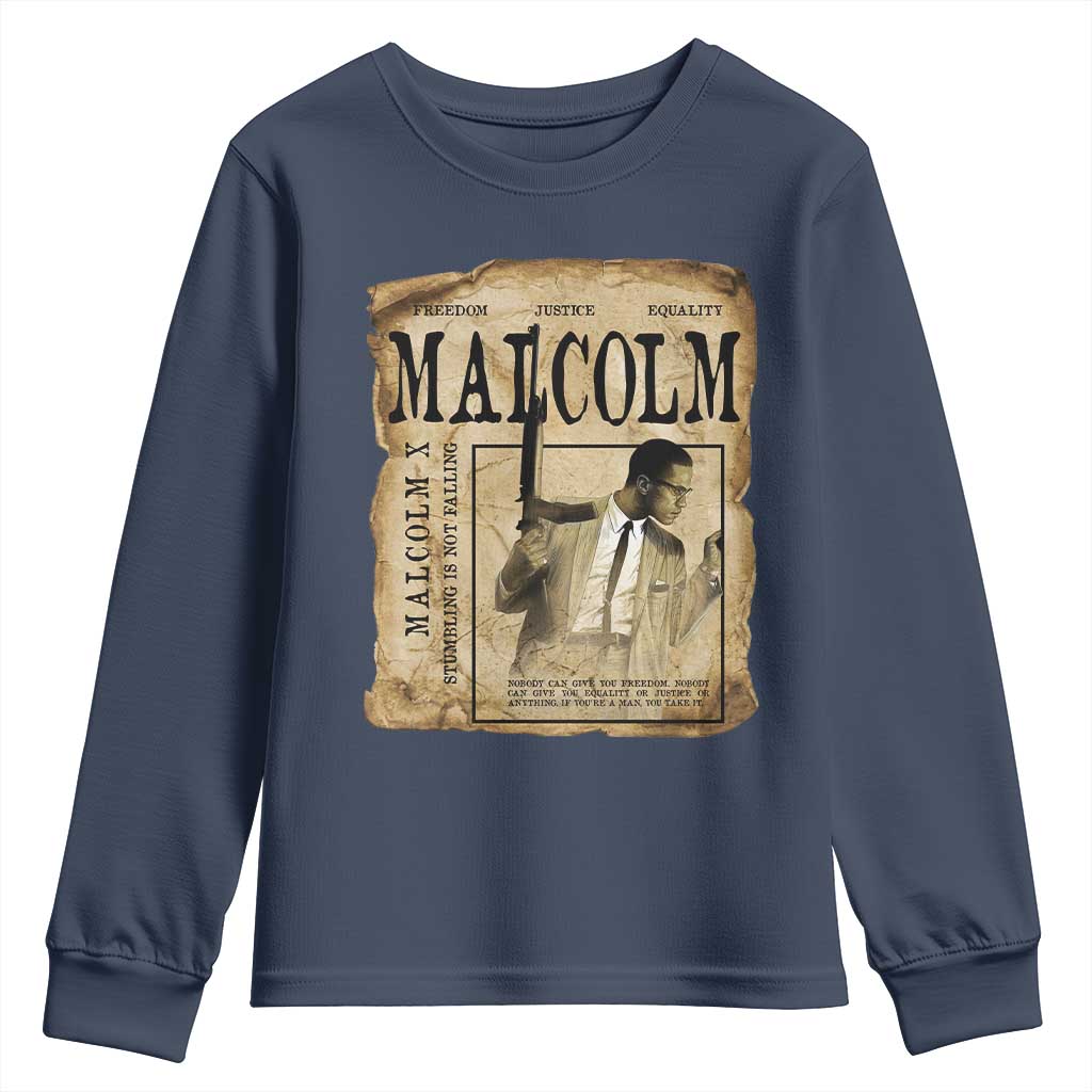 Malcolm X Historical Newspaper Youth Sweatshirt Stumbling Is Not Falling Black History TS12