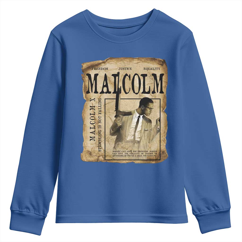 Malcolm X Historical Newspaper Youth Sweatshirt Stumbling Is Not Falling Black History TS12