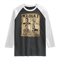 Malcolm X Raglan Shirt Stumbling Is Not Falling Historical Poster TS12