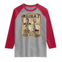 Malcolm X Raglan Shirt Stumbling Is Not Falling Historical Poster TS12