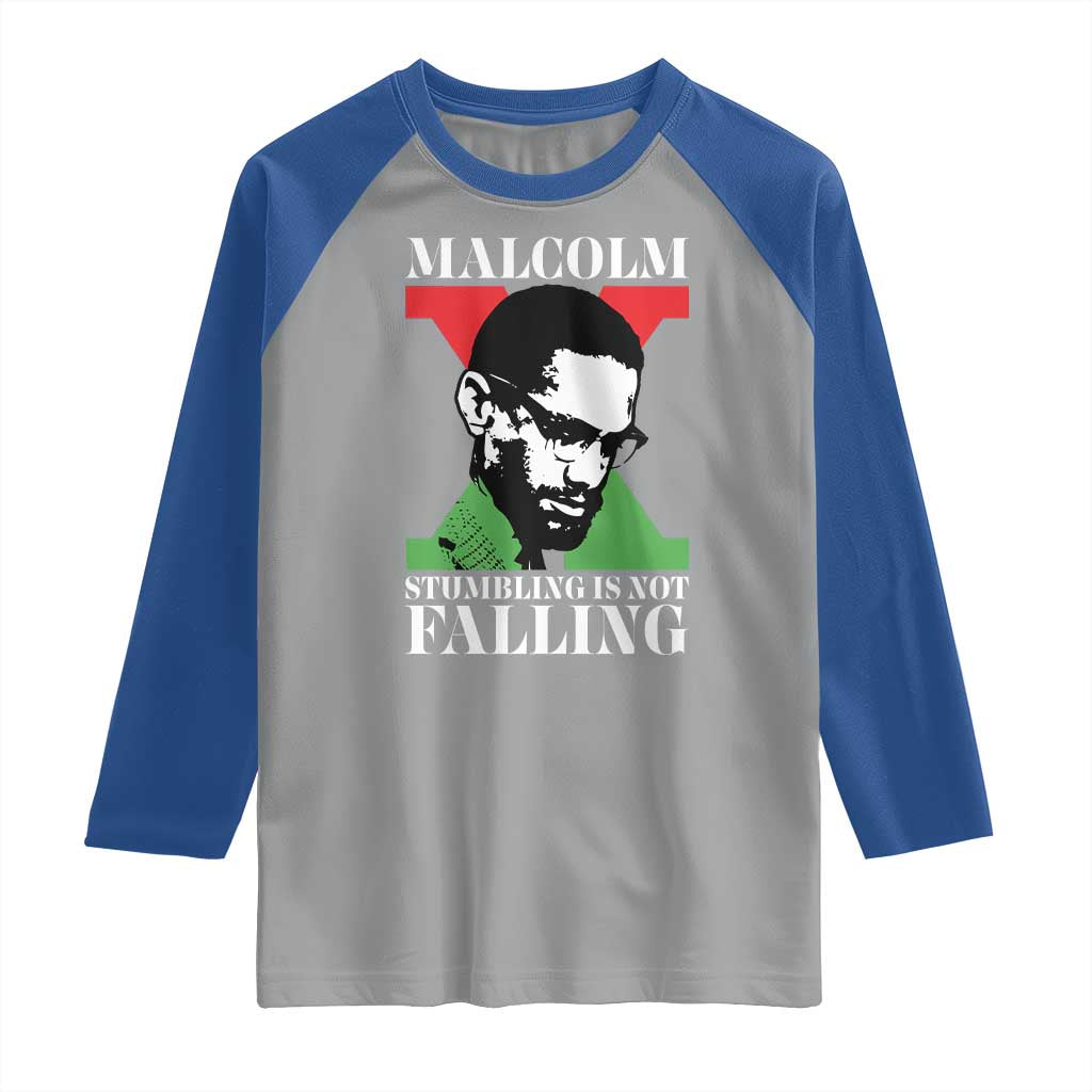 Malcolm X Raglan Shirt Stumbling Is Not Falling Black History Leader TS12