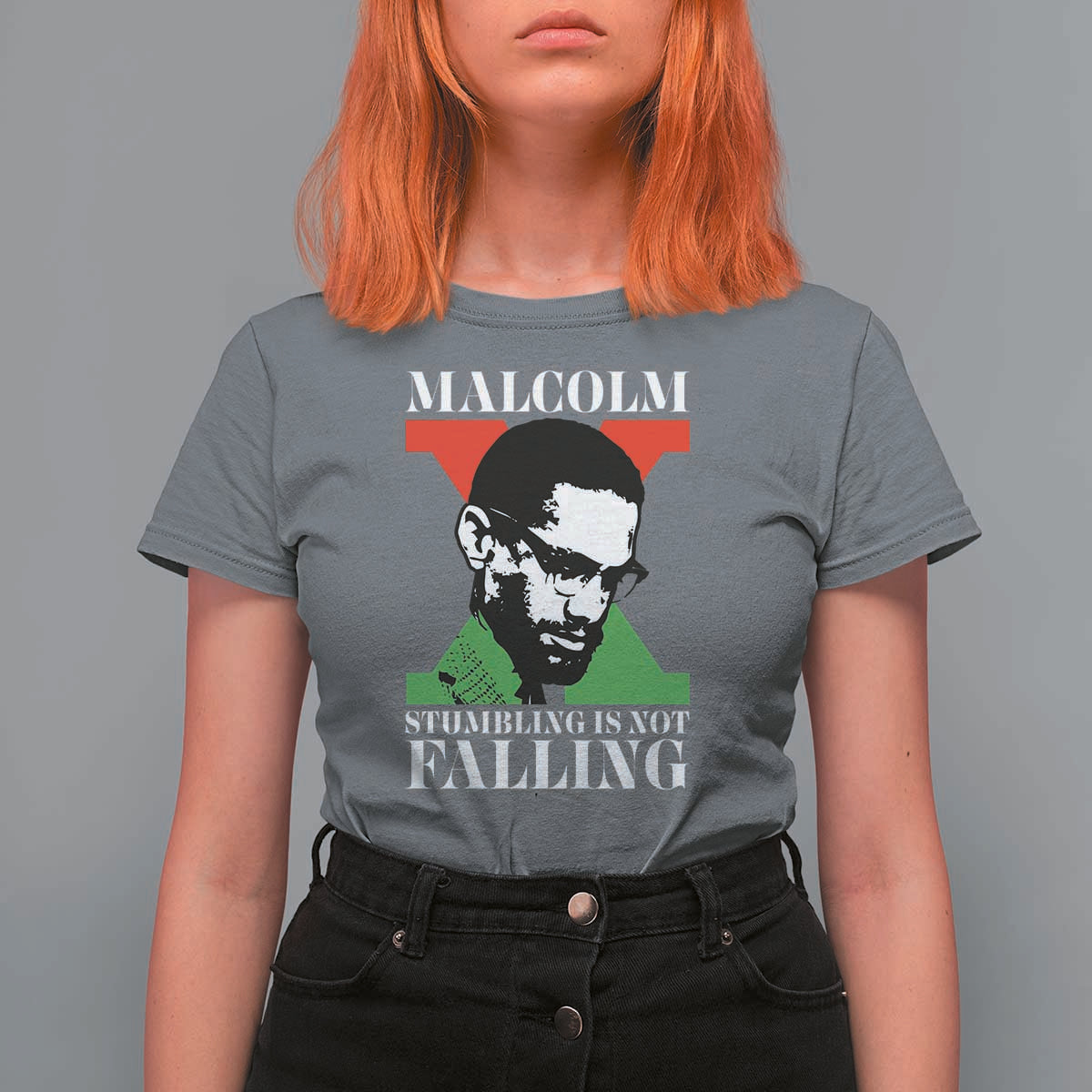 Malcolm X T Shirt For Women Stumbling Is Not Falling Black History Leader TS12