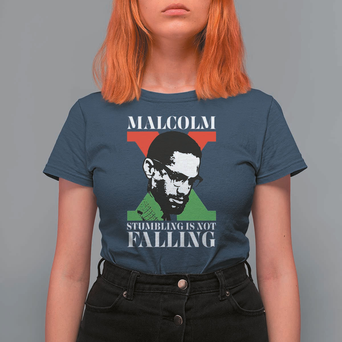 Malcolm X T Shirt For Women Stumbling Is Not Falling Black History Leader TS12