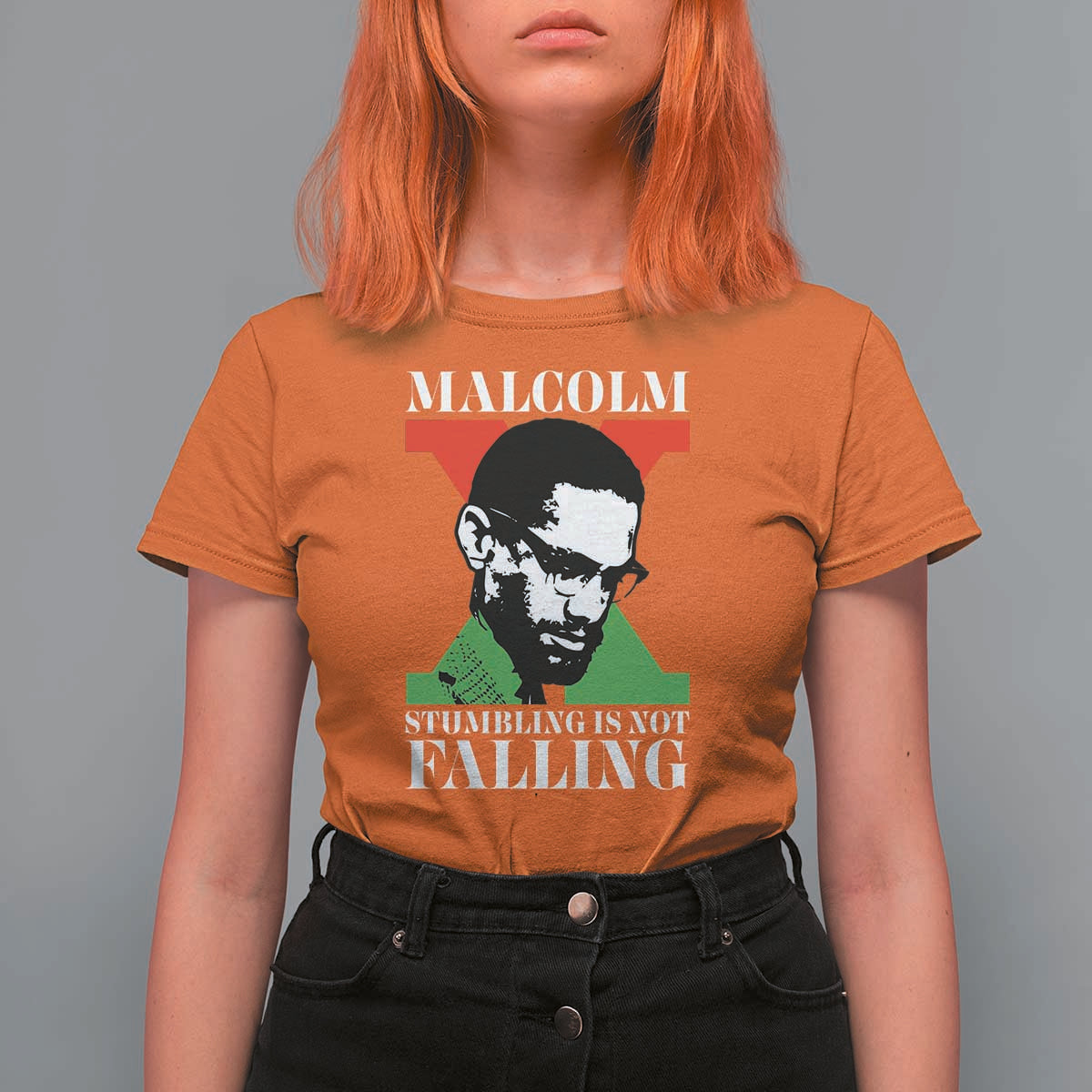 Malcolm X T Shirt For Women Stumbling Is Not Falling Black History Leader TS12