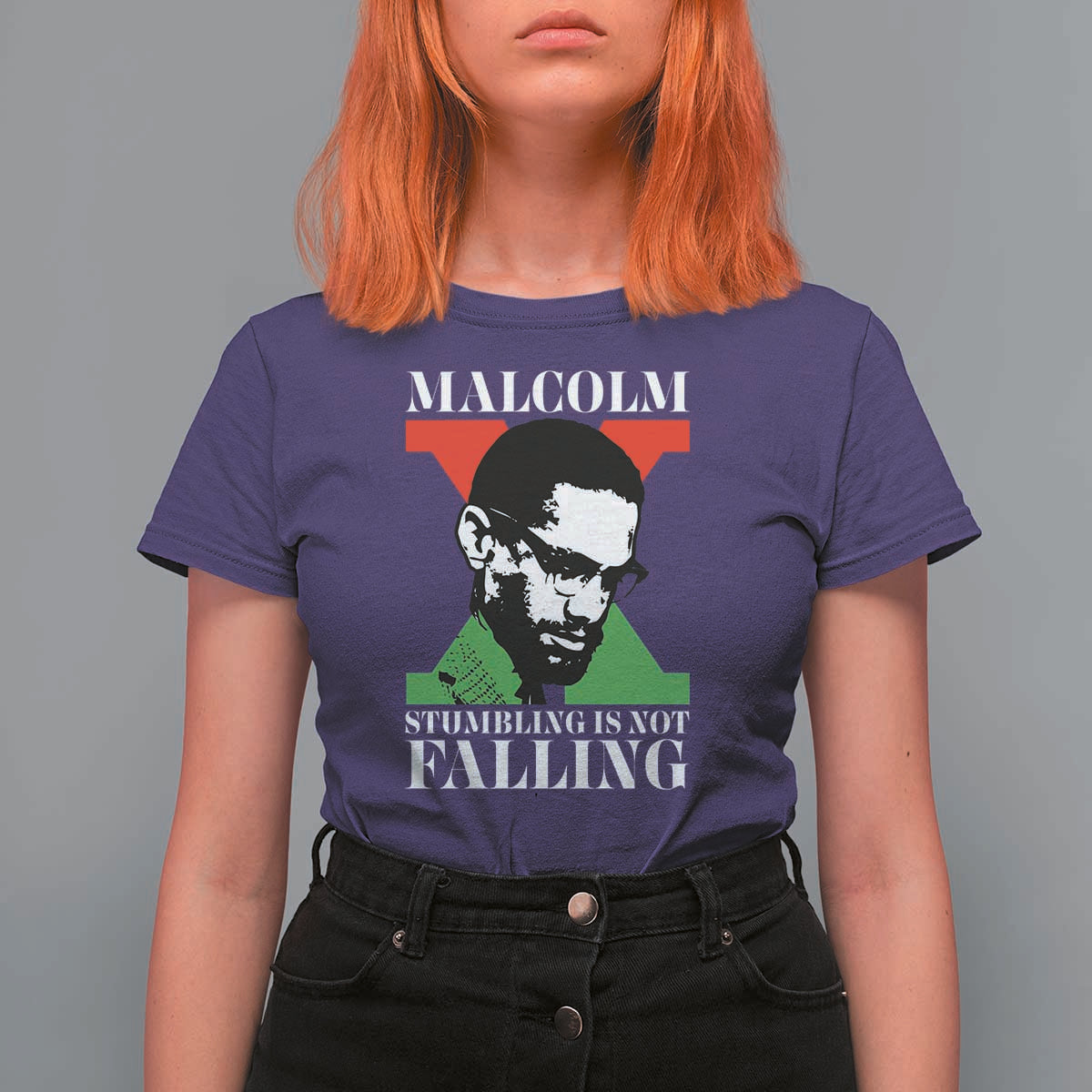Malcolm X T Shirt For Women Stumbling Is Not Falling Black History Leader TS12