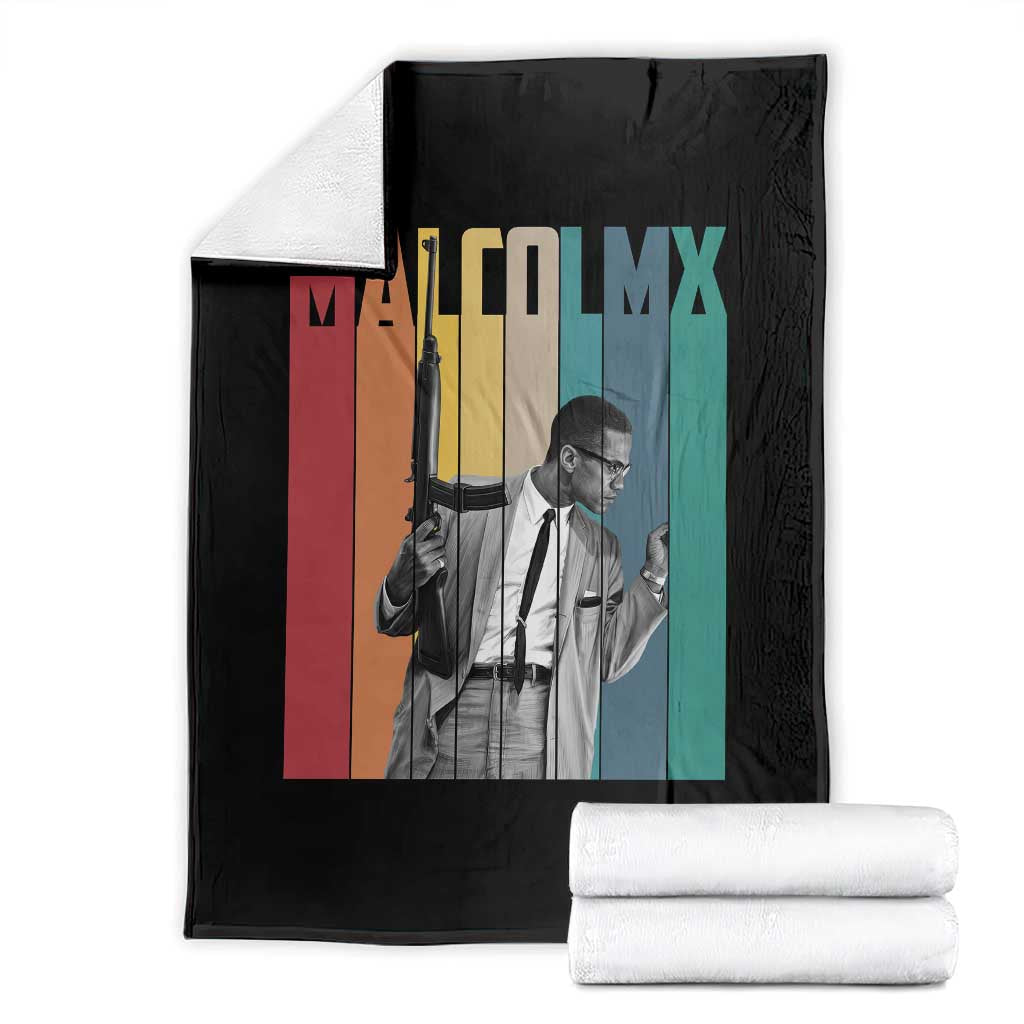 Malcolm X Throw Blanket Retro Portrait Black Empowerment Heritage Gift - Wonder Print Shop